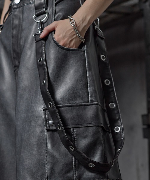 新品 LILL(ERAR)PU合皮サスペンダースーパーワイドハイギミック カーゴ ERAR】PU合皮サスペンダースーパーワイドハイギミックメタル