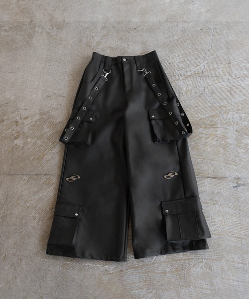 新品 LILL(ERAR)PU合皮サスペンダースーパーワイドハイギミック カーゴ ERAR】PU合皮サスペンダースーパーワイドハイギミックメタルパーツ