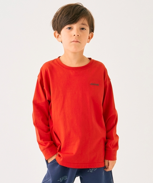 minimal（ミニマル）の「ワンポイント天竺ロングＴシャツ（Tシャツ/カットソー・キッズ・オフホワイト/レッド/オレンジ/カーキ/ブルー/ブラック・110cm/120cm/130cm/140cm/90cm/100cm）」の5枚目の写真