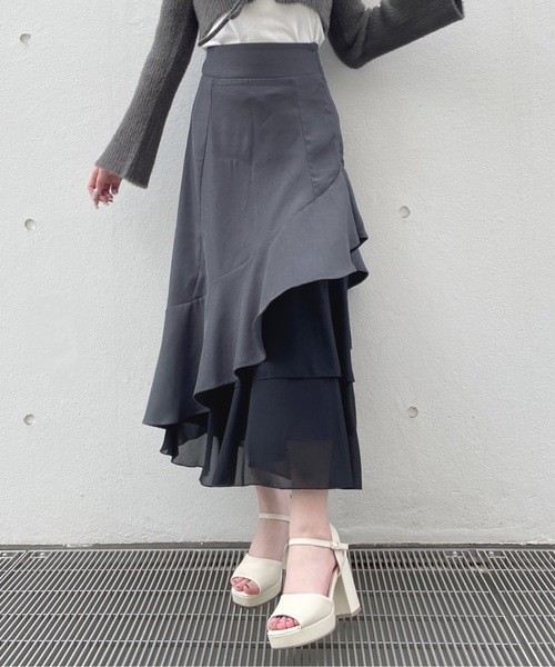 one way（ワンウェイ）の「フリルレイヤードスカート（スカート・レディース・ブラック/ブラック系その他/グレー・FREE）」の18枚目の写真