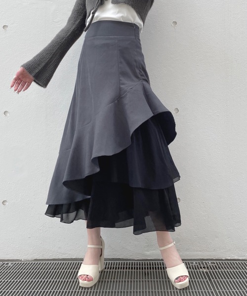 one way（ワンウェイ）の「フリルレイヤードスカート（スカート・レディース・ブラック/ブラック系その他/グレー・FREE）」の11枚目の写真