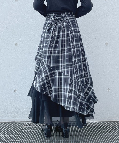 one way（ワンウェイ）の「フリルレイヤードスカート（スカート・レディース・ブラック/ブラック系その他/グレー・FREE）」の5枚目の写真