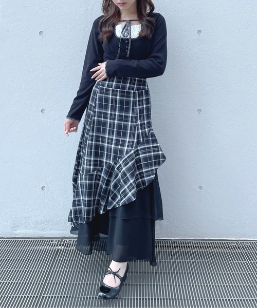 one way（ワンウェイ）の「フリルレイヤードスカート（スカート・レディース・ブラック/ブラック系その他/グレー・FREE）」の13枚目の写真