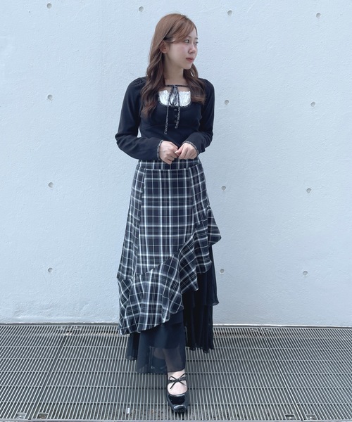 one way（ワンウェイ）の「フリルレイヤードスカート（スカート・レディース・ブラック/ブラック系その他/グレー・FREE）」の6枚目の写真