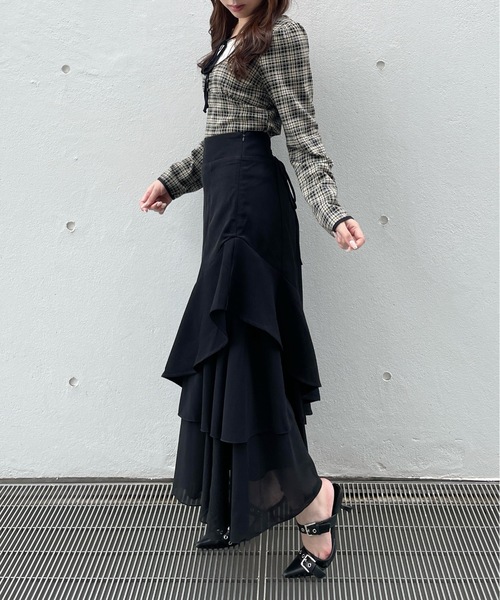 one way（ワンウェイ）の「フリルレイヤードスカート（スカート・レディース・ブラック/ブラック系その他/グレー・FREE）」の7枚目の写真