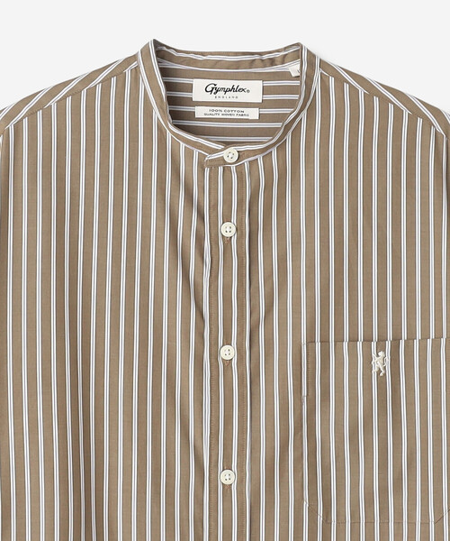 ともも ともも Gymphlex | コットン バンドカラーシャツワンピース MULTI STRIPE