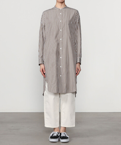 ❇︎❇︎超美品❇︎❇︎Gymphlex コットン バンドカラーシャツワンピース セール】Gymphlex | コットン バンドカラーシャツワンピース MULTI