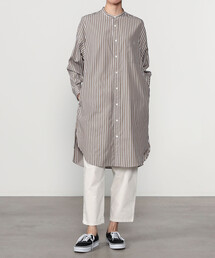 GYMPHLEX | Gymphlex | コットン バンドカラーシャツワンピース MULTI STRIPE WOMEN(ワンピース)