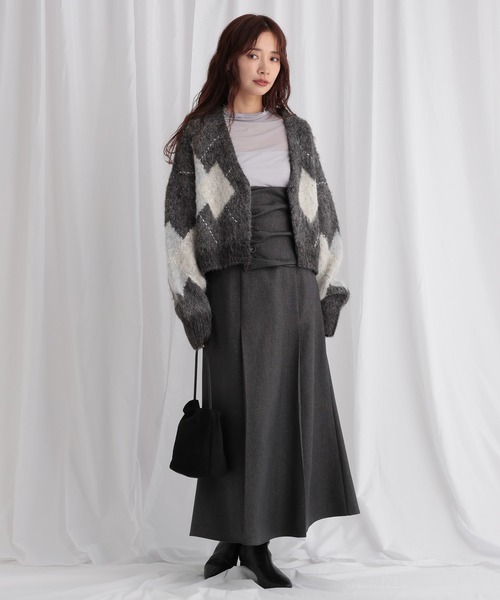 mysty woman（ミスティウーマン）の「アーガイルニットカーディガン 572855（カーディガン/ボレロ・レディース・グレー/ブルー/ブラウン・FREE）」の6枚目の写真