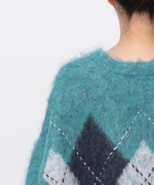 mysty woman（ミスティウーマン）の「アーガイルニットカーディガン 572855（カーディガン/ボレロ・レディース・グレー/ブルー/ブラウン・FREE）」の13枚目の写真