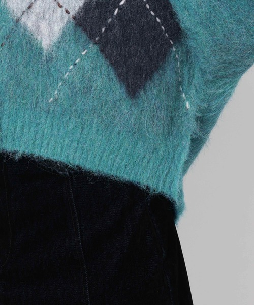 mysty woman（ミスティウーマン）の「アーガイルニットカーディガン 572855（カーディガン/ボレロ・レディース・グレー/ブルー/ブラウン・FREE）」の17枚目の写真