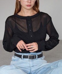 r. | 前後2way ヘンリーネックシアートップス(Tシャツ/カットソー)