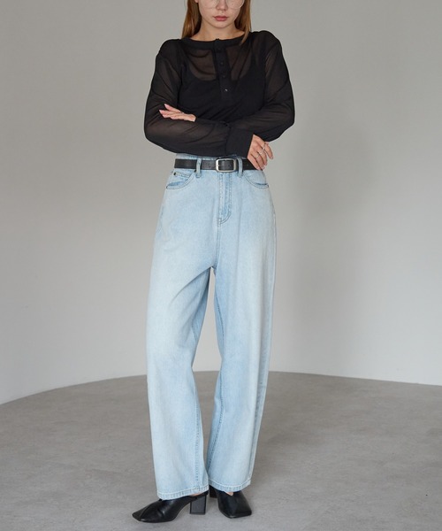 r.（アールドット）の「前後2way　ヘンリーネックシアートップス（Tシャツ/カットソー・レディース・ブラウン/オフホワイト/チャコールグレー/ブラック・FREE）」の16枚目の写真