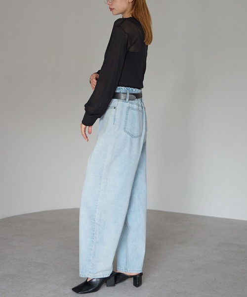 r.（アールドット）の「前後2way　ヘンリーネックシアートップス（Tシャツ/カットソー・レディース・ブラウン/オフホワイト/チャコールグレー/ブラック・FREE）」の18枚目の写真