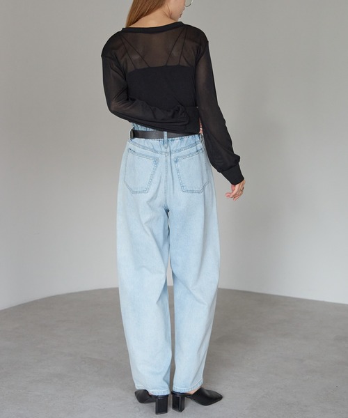 r.（アールドット）の「前後2way　ヘンリーネックシアートップス（Tシャツ/カットソー・レディース・ブラウン/オフホワイト/チャコールグレー/ブラック・FREE）」の19枚目の写真