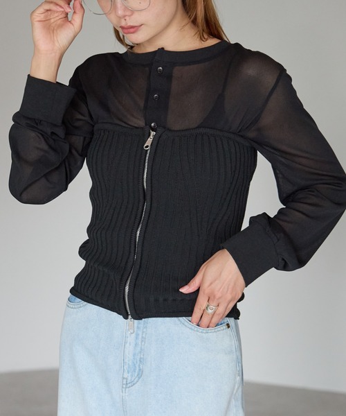 r.（アールドット）の「前後2way　ヘンリーネックシアートップス（Tシャツ/カットソー・レディース・ブラウン/オフホワイト/チャコールグレー/ブラック・FREE）」の20枚目の写真