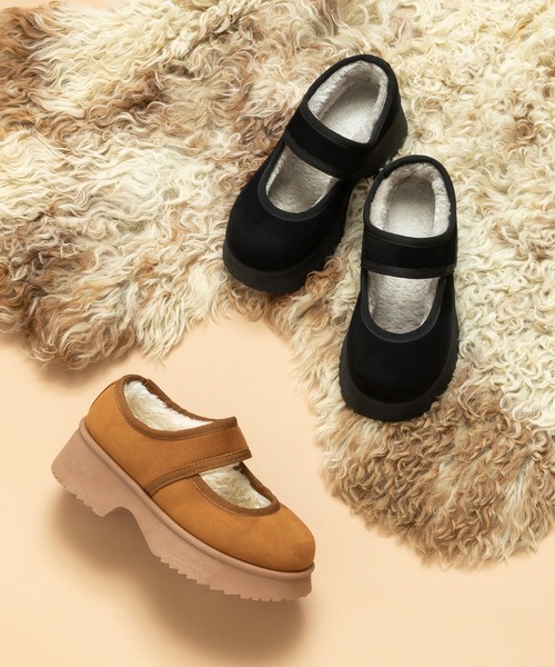 JELLY BEANS（ジェリービーンズ）の「厚底ムートンストラップシューズ(210-56381)JELLY BEANS(ジェリービーンズ)（パンプス・レディース・ブラック/キャメル・S/M/L/LL）」の10枚目の写真