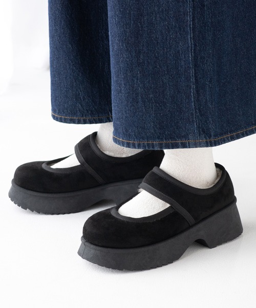 JELLY BEANS（ジェリービーンズ）の「厚底ムートンストラップシューズ(210-56381)JELLY BEANS(ジェリービーンズ)（パンプス・レディース・ブラック/キャメル・S/M/L/LL）」の11枚目の写真