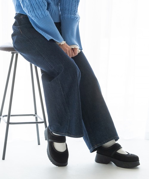 JELLY BEANS（ジェリービーンズ）の「厚底ムートンストラップシューズ(210-56381)JELLY BEANS(ジェリービーンズ)（パンプス・レディース・ブラック/キャメル・S/M/L/LL）」の13枚目の写真