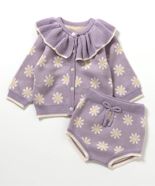 リンク】ハート・フラワー衿フリルニットセットアップ（その他ベビー