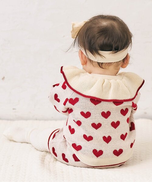 apres les cours（アプレレクール）の「【リンク】ハート・フラワー衿フリルニットセットアップ（その他ベビーウェア・キッズ・ラベンダー/アイボリー・70/80）」の3枚目の写真