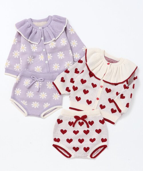 apres les cours（アプレレクール）の「【リンク】ハート・フラワー衿フリルニットセットアップ（その他ベビーウェア・キッズ・ラベンダー/アイボリー・70/80）」の8枚目の写真
