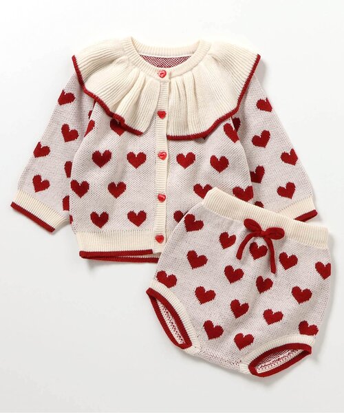 apres les cours（アプレレクール）の「【リンク】ハート・フラワー衿フリルニットセットアップ（その他ベビーウェア・キッズ・ラベンダー/アイボリー・70/80）」の10枚目の写真