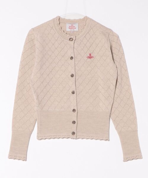 Vivienne Westwood(ヴィヴィアンウエストウッド)の「ダイヤパターンステッチクルーネックカーディガン(カーディガン/ボレロ・レディース・ブラック/ベージュ/レッド・38/40/36)」の1枚目の写真