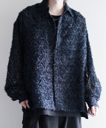 ルーズシルエットフリンジシアーロングスリーブシャツ