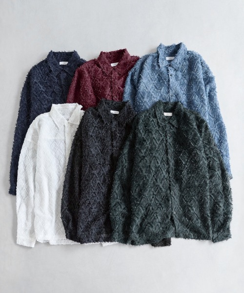 LILL(リル)の「ルーズシルエットフリンジシアーロングスリーブシャツ(シャツ/ブラウス・メンズ・ダークグリーン/ブラック/ブルーグレー/ワイン/ネイビー/ホワイト・S/M/L/XL)」の18枚目の写真