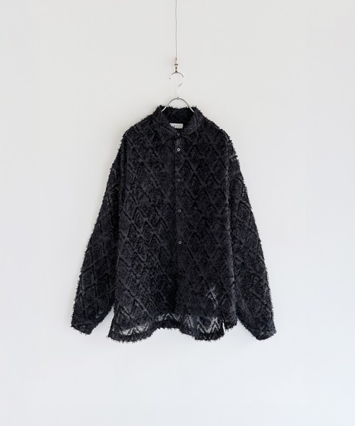 LILL(リル)の「ルーズシルエットフリンジシアーロングスリーブシャツ(シャツ/ブラウス・メンズ・ダークグリーン/ブラック/ブルーグレー/ワイン/ネイビー/ホワイト・S/M/L/XL)」の8枚目の写真
