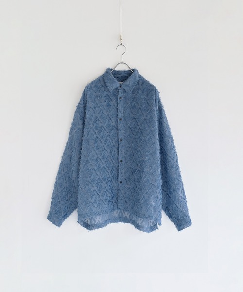 LILL(リル)の「ルーズシルエットフリンジシアーロングスリーブシャツ(シャツ/ブラウス・メンズ・ダークグリーン/ブラック/ブルーグレー/ワイン/ネイビー/ホワイト・S/M/L/XL)」の10枚目の写真