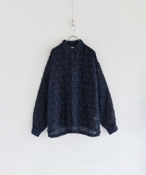 LILL(リル)の「ルーズシルエットフリンジシアーロングスリーブシャツ(シャツ/ブラウス・メンズ・ダークグリーン/ブラック/ブルーグレー/ワイン/ネイビー/ホワイト・S/M/L/XL)」の14枚目の写真