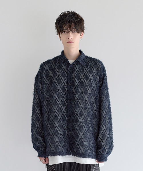 LILL(リル)の「ルーズシルエットフリンジシアーロングスリーブシャツ(シャツ/ブラウス・メンズ・ダークグリーン/ブラック/ブルーグレー/ワイン/ネイビー/ホワイト・S/M/L/XL)」の19枚目の写真