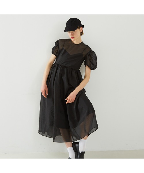 DESIGNWORKS（デザインワークス）の「【BEAUVET/ボーヴェット 】オーガンジードレス（ワンピース・レディース・オレンジ/ブラック・1）」の6枚目の写真