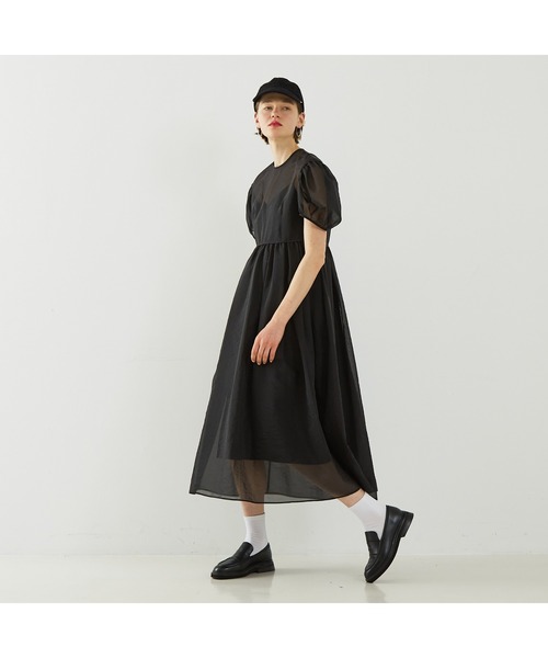 DESIGNWORKS（デザインワークス）の「【BEAUVET/ボーヴェット 】オーガンジードレス（ワンピース・レディース・オレンジ/ブラック・1）」の7枚目の写真