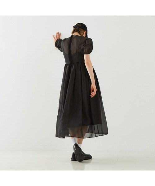 DESIGNWORKS（デザインワークス）の「【BEAUVET/ボーヴェット 】オーガンジードレス（ワンピース・レディース・オレンジ/ブラック・1）」の8枚目の写真
