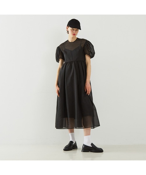 DESIGNWORKS（デザインワークス）の「【BEAUVET/ボーヴェット 】オーガンジードレス（ワンピース・レディース・オレンジ/ブラック・1）」の10枚目の写真