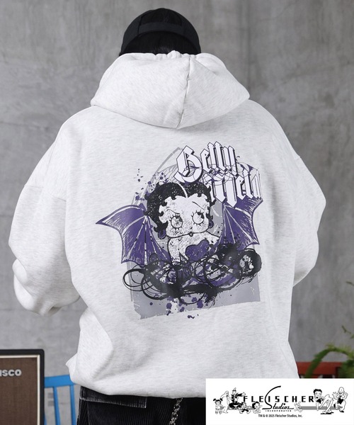 betty 異素材パーカー 黒 38九月中入荷 BETTY BOOP】“TOXIC BETTY”刺繍入りファーパーカー〔別注〕 | 流儀圧搾