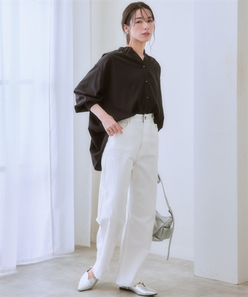 nissen(ニッセン)の「【とろみ素材】バックシャーリングスキッパーシャツ(防シワ・吸汗速乾)<大きいサイズ有>(シャツ/ブラウス・レディース・アイボリー/ブラック/グリーン/ベージュ・S/M/L/LL)」の7枚目の写真