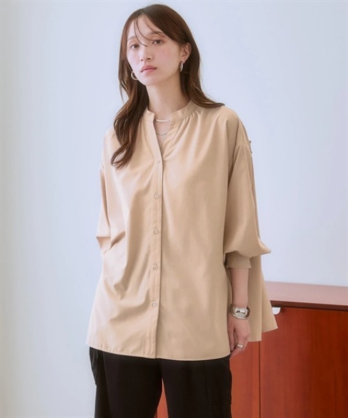 nissen(ニッセン)の「【とろみ素材】バックシャーリングスキッパーシャツ(防シワ・吸汗速乾)<大きいサイズ有>(シャツ/ブラウス・レディース・アイボリー/ブラック/グリーン/ベージュ・S/M/L/LL)」の10枚目の写真