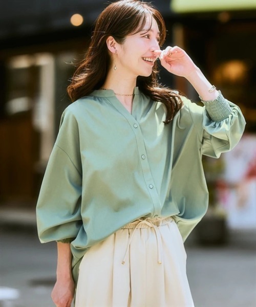 nissen(ニッセン)の「【とろみ素材】バックシャーリングスキッパーシャツ(防シワ・吸汗速乾)<大きいサイズ有>(シャツ/ブラウス・レディース・アイボリー/ブラック/グリーン/ベージュ・S/M/L/LL)」の18枚目の写真