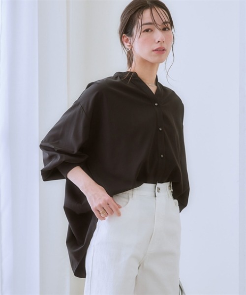 nissen(ニッセン)の「【とろみ素材】バックシャーリングスキッパーシャツ(防シワ・吸汗速乾)<大きいサイズ有>(シャツ/ブラウス・レディース・アイボリー/ブラック/グリーン/ベージュ・S/M/L/LL)」の22枚目の写真