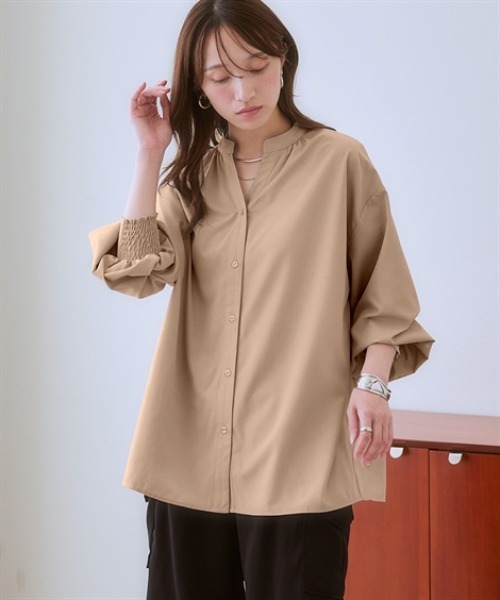 nissen(ニッセン)の「【とろみ素材】バックシャーリングスキッパーシャツ(防シワ・吸汗速乾)<大きいサイズ有>(シャツ/ブラウス・レディース・アイボリー/ブラック/グリーン/ベージュ・S/M/L/LL)」の21枚目の写真