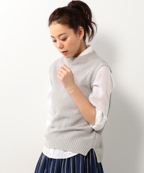 coen（コーエン）の「アゼボトルネックニットベスト（ベスト・レディース・ライトグレー/ナチュラル/ブラック・LARGE/MEDIUM）」の3枚目の写真