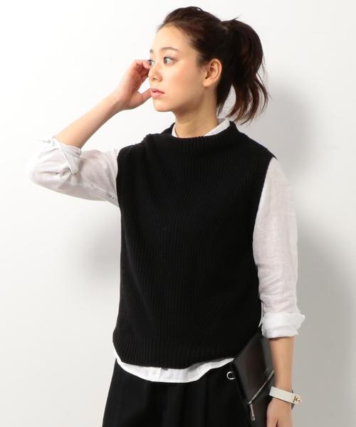 coen（コーエン）の「アゼボトルネックニットベスト（ベスト・レディース・ライトグレー/ナチュラル/ブラック・LARGE/MEDIUM）」の2枚目の写真