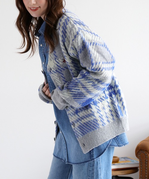 [BEVERLY HILLS POLO CLUB] Мохер‑кардиган Necktie Overbark Cardigan