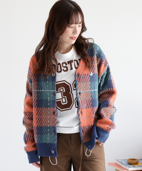 BEVERLY HILLS POLO CLUB(ビバリーヒルズポロクラブ)の「【BEVERLY HILLS POLO CLUB】モヘアタッチVネックオーバーカーディガン(カーディガン/ボレロ・レディース・ブラウン系/グレー系/ブルー系・M)」の3枚目の写真