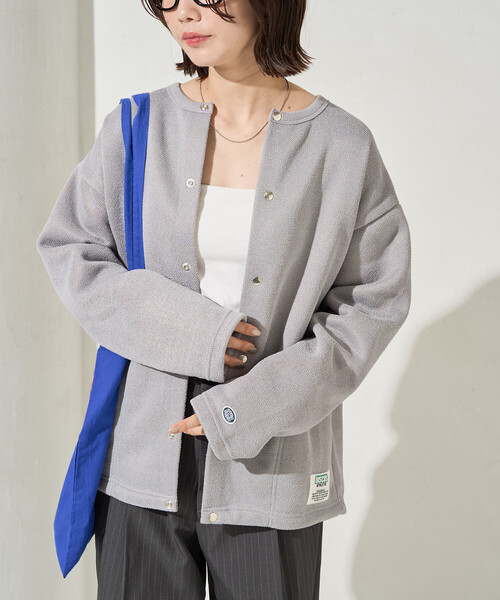 FREAK'S STORE(フリークスストア)の「限定展開 DISCUS ATHLETIC/ディスカス アスレチック インレー 裏シャギー ボンディング 配色 スナップ カーディガン(カーディガン/ボレロ・レディース・ライトグレー/ブラック/ブルー・MEDIUM)」の10枚目の写真