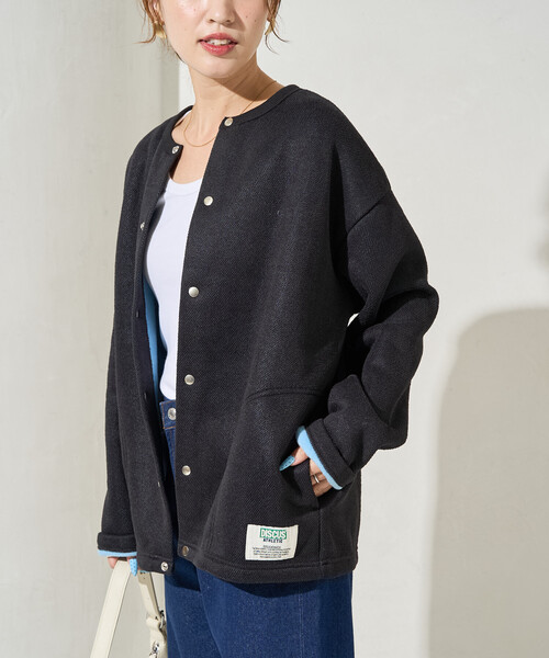 FREAK'S STORE(フリークスストア)の「限定展開 DISCUS ATHLETIC/ディスカス アスレチック インレー 裏シャギー ボンディング 配色 スナップ カーディガン(カーディガン/ボレロ・レディース・ライトグレー/ブラック/ブルー・MEDIUM)」の19枚目の写真